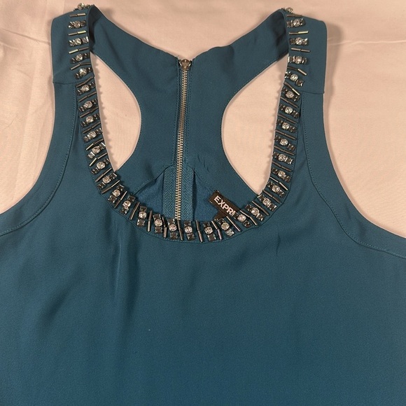 Express Blue Embellished Sleeveless Tank Top - Picture 4 of 6